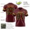 Burgundy0191-2 Custom Burgundy Black-Gold Authentic Football Jersey