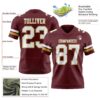 Custom Burgundy White-Old Gold Authentic Football Jersey