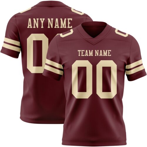 Custom Burgundy Cream Authentic Football Jersey