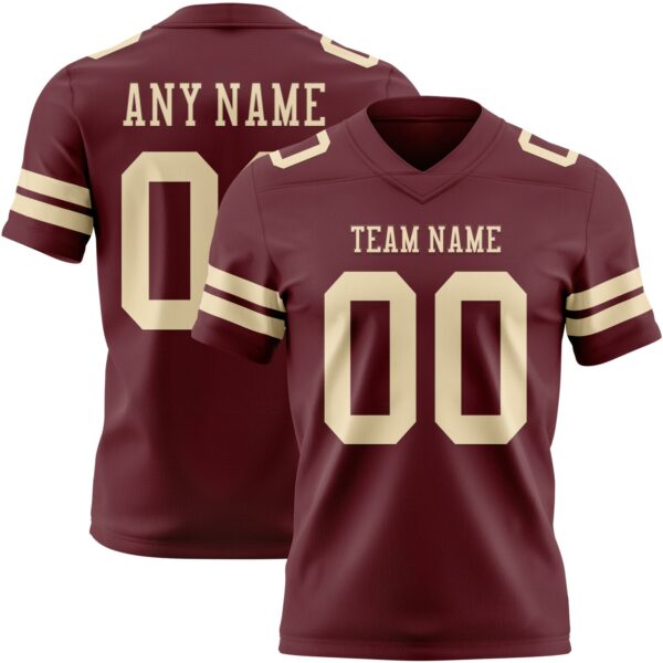 Custom Burgundy Cream Authentic Football Jersey
