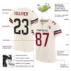 Custom Cream Black-Crimson Mesh Authentic Football Jersey