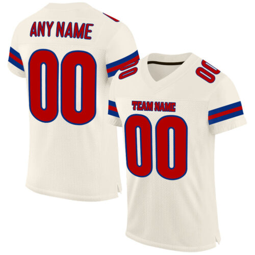 Cream0174 Custom Cream Red-Royal Mesh Authentic Football Jersey