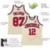 Custom Cream Red-Navy Authentic Throwback Basketball Jersey