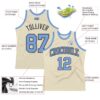 Custom Cream Light Blue-Steel Gray Authentic Throwback Basketball Jersey