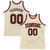 Custom Cream Black-Red Authentic Throwback Basketball Jersey