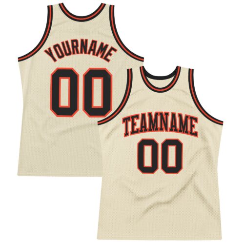Cream0268 Custom Cream Black-Orange Authentic Throwback Basketball Jersey