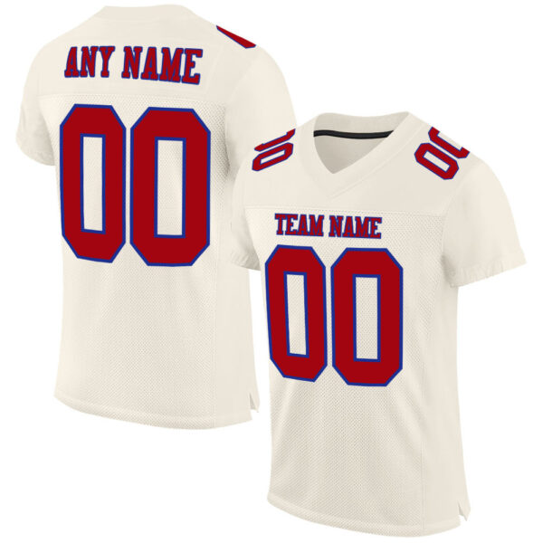 Cream0311_9694a07f-9265-4548-a459-f518d736a656 Custom Cream Red-Royal Mesh Authentic Football Jersey