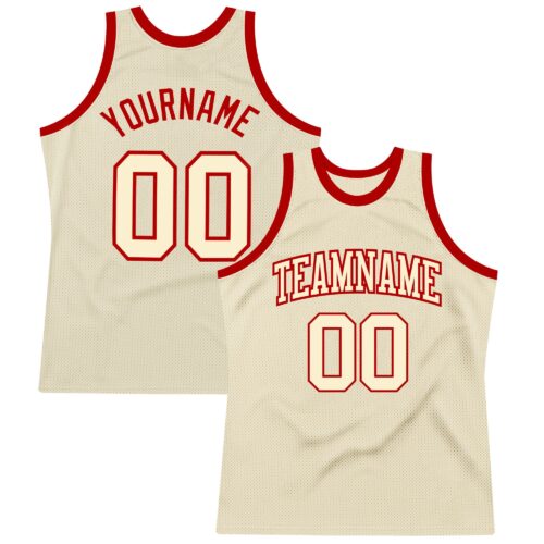 Cream0351 Custom Cream Cream-Red Authentic Throwback Basketball Jersey