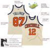 Custom Cream Orange-Navy Authentic Throwback Basketball Jersey