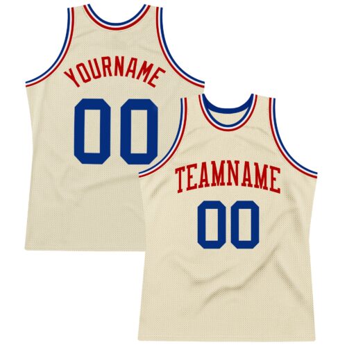 Cream0371 Custom Cream Royal-Red Authentic Throwback Basketball Jersey
