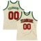 Custom Cream Red-Green Authentic Throwback Basketball Jersey
