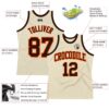 Custom Cream Brown-Orange Authentic Throwback Basketball Jersey