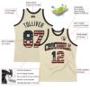 Custom Cream Vintage USA Flag-Black Authentic Throwback Basketball Jersey