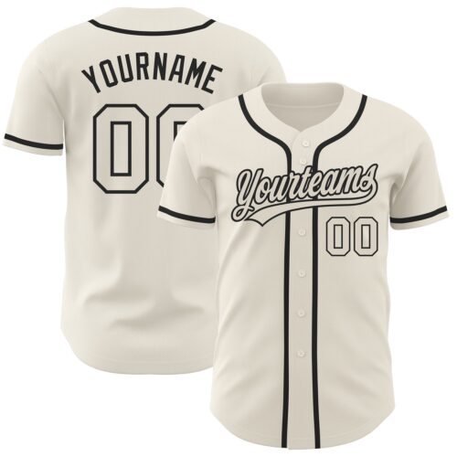 Cream0389 Custom Cream Cream-Black Authentic Baseball Jersey