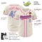 Custom Cream Light Blue Black-Pink Authentic Baseball Jersey