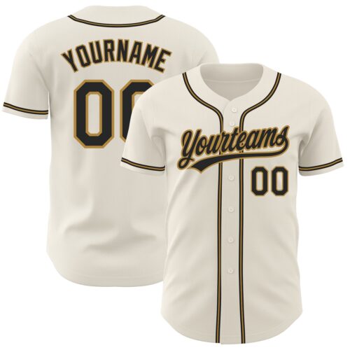 Cream0407 Custom Cream Black-Old Gold Authentic Baseball Jersey