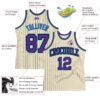 Custom Cream Black Pinstripe Purple-Teal Authentic Basketball Jersey