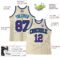 Custom Cream Black Pinstripe Purple-Teal Authentic Basketball Jersey