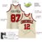 Custom Cream Black Pinstripe Red Authentic Basketball Jersey