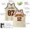 Custom Cream Black Pinstripe Black-Orange Authentic Basketball Jersey