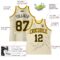 Custom Cream Black Pinstripe Black-Gold Authentic Basketball Jersey