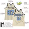 Custom Cream Black Pinstripe Blue Authentic Basketball Jersey
