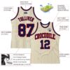 Custom Cream Navy Pinstripe Navy-Red Authentic Basketball Jersey