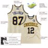 Custom Cream Navy Pinstripe Navy-Gold Authentic Basketball Jersey
