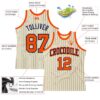 Custom Cream Navy Pinstripe Orange Authentic Basketball Jersey