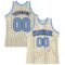 Custom Cream Navy Pinstripe Light Blue Authentic Basketball Jersey
