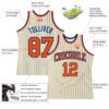 Custom Cream Royal Pinstripe Orange Authentic Basketball Jersey