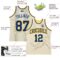 Custom Cream Royal Pinstripe Royal-Gold Authentic Basketball Jersey