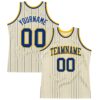 Custom Cream Royal Pinstripe Royal-Gold Authentic Basketball Jersey