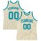 Custom Cream Gray Pinstripe Teal Authentic Basketball Jersey