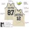 Custom Cream Gray Pinstripe Black Authentic Basketball Jersey