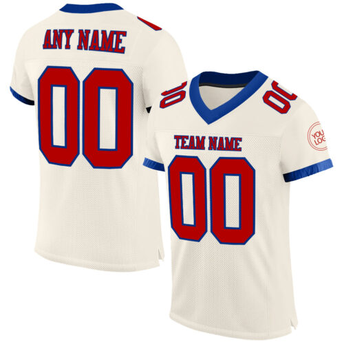 Cream0528 Custom Cream Red-Royal Mesh Authentic Football Jersey