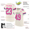 Custom Cream Pink Black-Light Blue Mesh Authentic Football Jersey