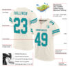 Custom Cream Teal-Gray Mesh Authentic Football Jersey