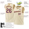 Custom Cream Purple-Gold Authentic Throwback Basketball Jersey