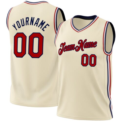 Cream0661 Custom Cream Red-Navy Authentic Throwback Basketball Jersey