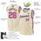 Custom Cream Pink Black-Light Blue Authentic Throwback Basketball Jersey