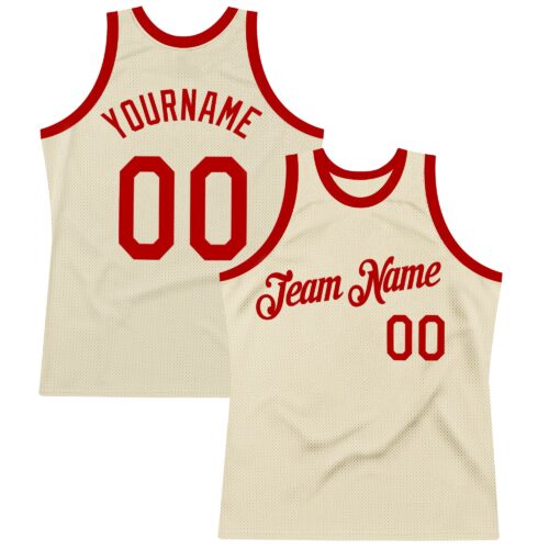 Cream1047 Custom Cream Red Authentic Throwback Basketball Jersey