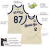 Custom Cream Navy Authentic Throwback Basketball Jersey