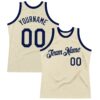 Custom Cream Navy Authentic Throwback Basketball Jersey