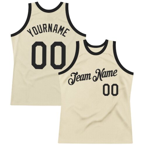 Custom Cream Black Authentic Throwback Basketball Jersey