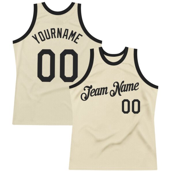 Custom Cream Black Authentic Throwback Basketball Jersey