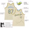 Custom Cream Light Blue-Gold Authentic Throwback Basketball Jersey
