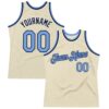 Custom Cream Light Blue-Navy Authentic Throwback Basketball Jersey