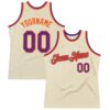 Custom Cream Purple-Orange Authentic Throwback Basketball Jersey