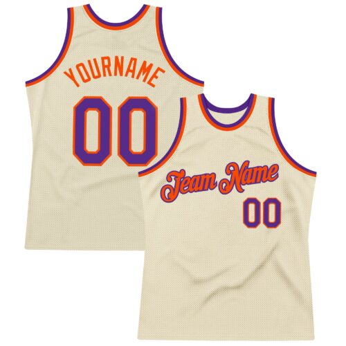 Cream1054 Custom Cream Purple-Orange Authentic Throwback Basketball Jersey
